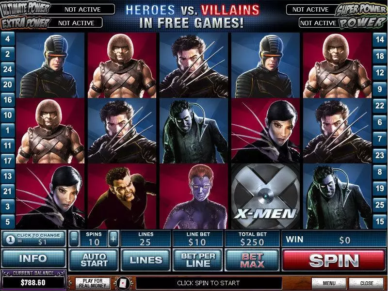 X-Men  Real Money Slot made by PlayTech - Main Screen Reels