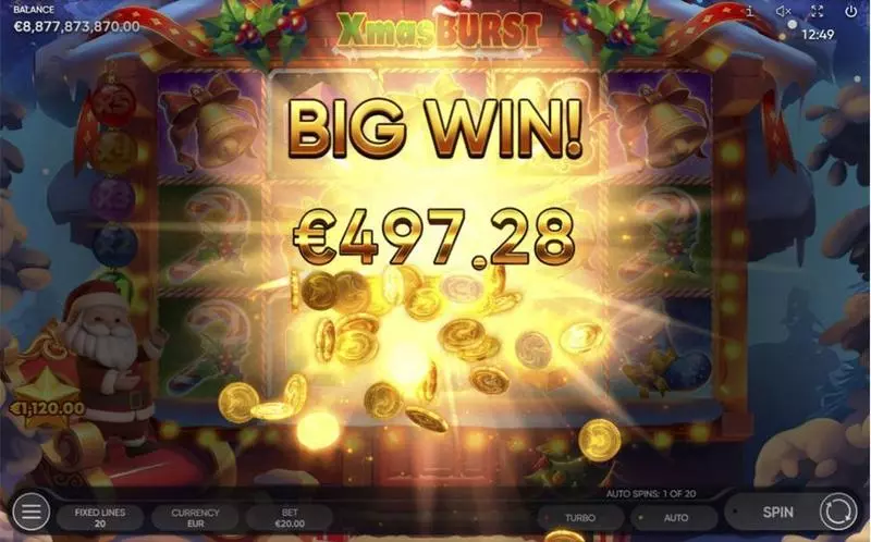 Xmas Burst  Real Money Slot made by Endorphina - Winning Screenshot
