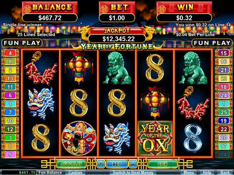Year of Fortune  Real Money Slot made by RTG - Main Screen Reels