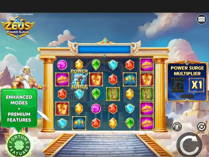 Zeus - Power Surge  Real Money Slot made by Four Leaf Gaming - Main Screen Reels