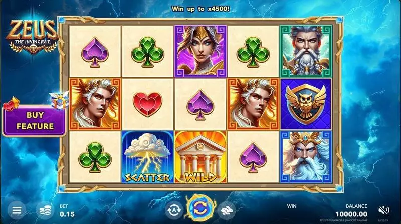 Zeus the Invincible  Real Money Slot made by Mascot Gaming - Main Screen Reels