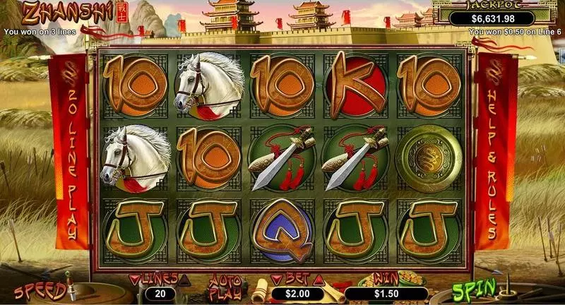 Zhanshi  Real Money Slot made by RTG - Main Screen Reels