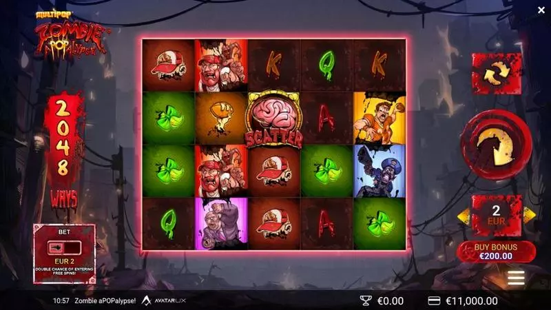 Zombie aPOPalypse  Real Money Slot made by AvatarUX - Main Screen Reels