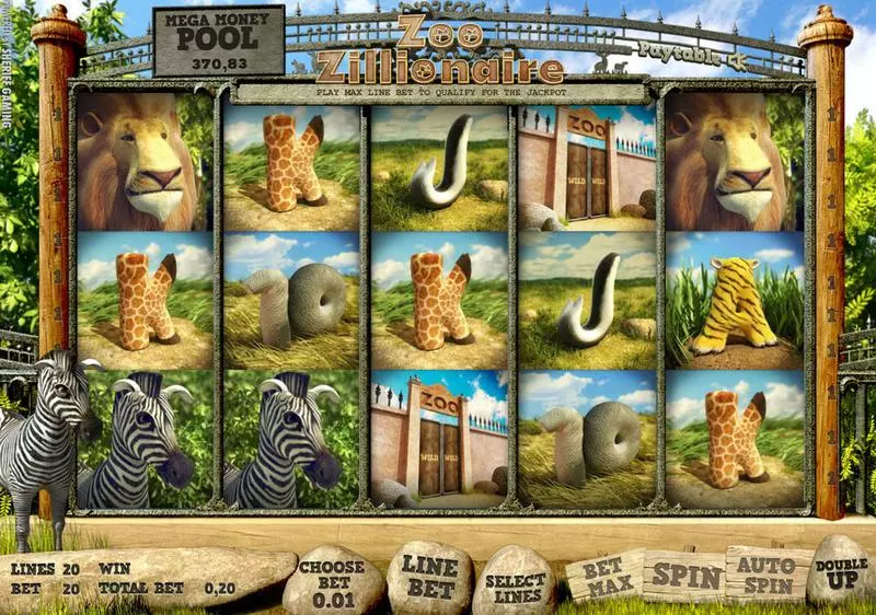 Zoo Zillionaire  Real Money Slot made by Sheriff Gaming - Main Screen Reels